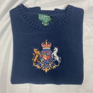 Lauren Navy Crest Knit Sweater